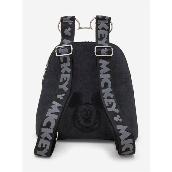 black denim mini backpack AOTIAN for Women, Durable Nylon Small Daypack, orange stitch runs vertically through the center flap and horizontally across the upper body Loungefly Disney Mickey Mouse Figural